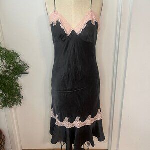 Vtg Rare Victoria's Secret Silk Lace Trim Midi Size Medium